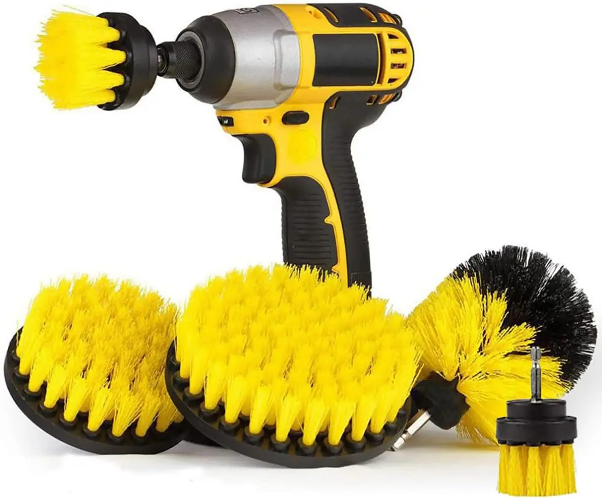 Efficient Mini Power Scrubber Brush Set Stainless Steel Nylon Steel Hand Squeegee Deep Cleaning Kitchen Floors Solar Panels