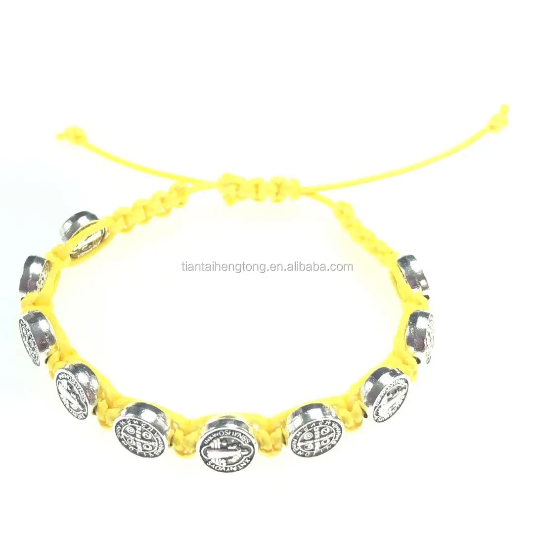 st benedict bracelet wax cord hand knitted rope bracelets in red pink green blue black orange color