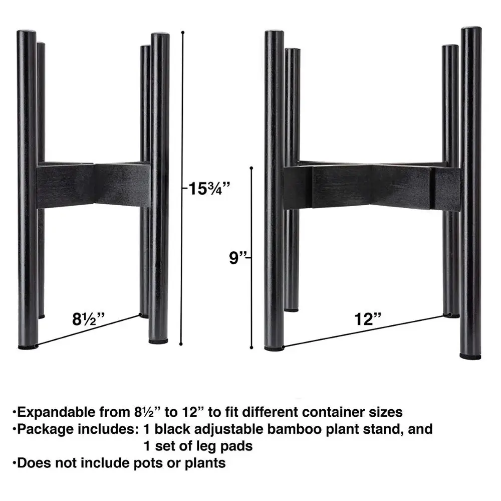 Adjustable Indoor Flower Stand Plant Pot Holder Design Bamboo Mid Century Wood Modern for Indoor Brown Box CLASSIC Wood Planter