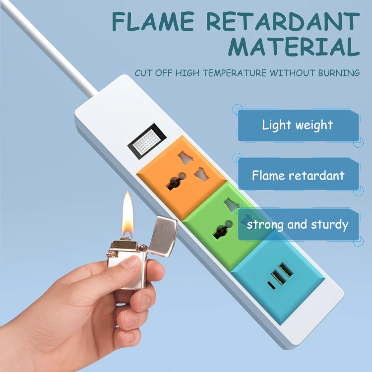 Factory wholesale 2 way power plug extension board with USB c port electric socket extension tabletop Power Strip
