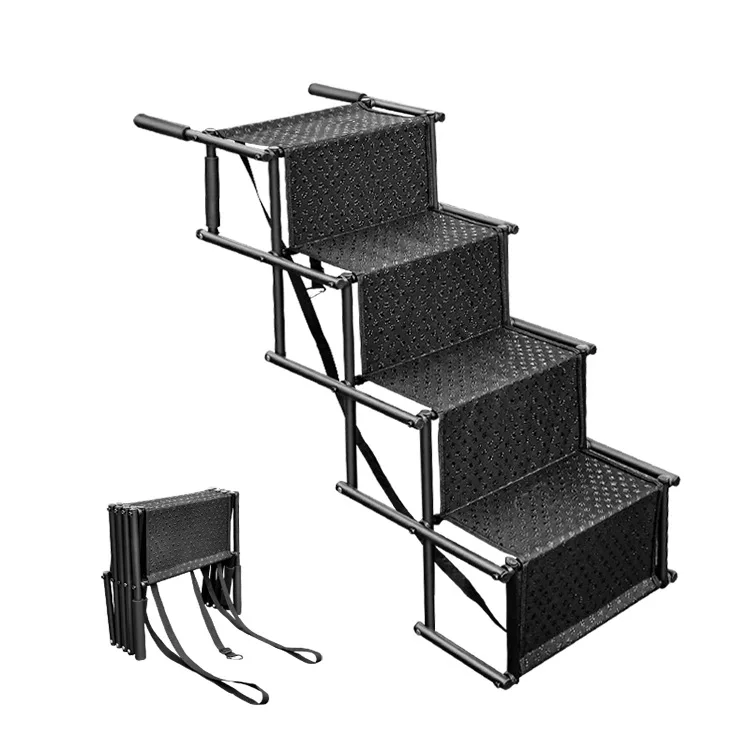 Upgraded 4 Steps Folding Pet Stairs Dog  Ramp Iron Ladder Steps for Car Outside