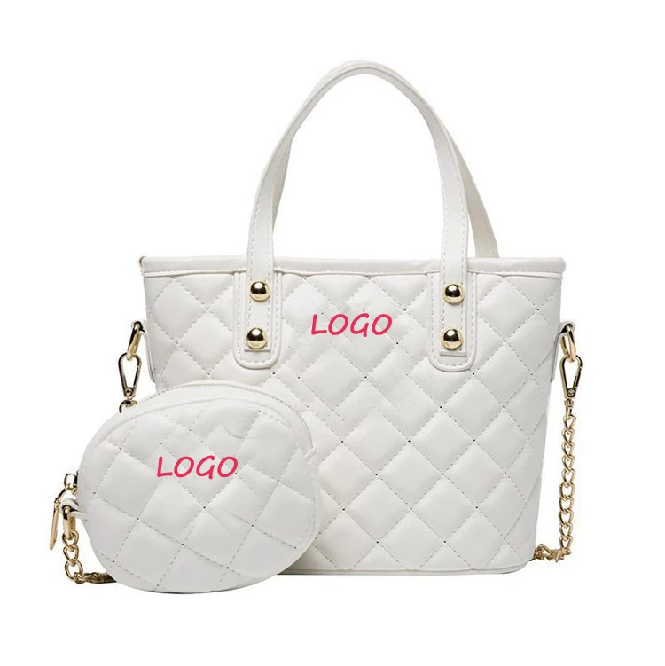 
Cowinner Customized Logo 2PCS PU Quilted Shoulder Bag Key Pocket Wallet Set For Woman Tote Crossbody Bag And Key Purse Set 