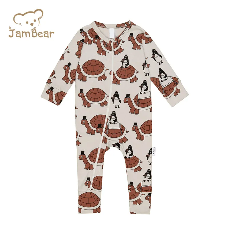 
Jambear baby onesie romper Printed Zip Jumpsuit Zippy baby pajamas organic cotton Toddler two way zip sleepsuit 