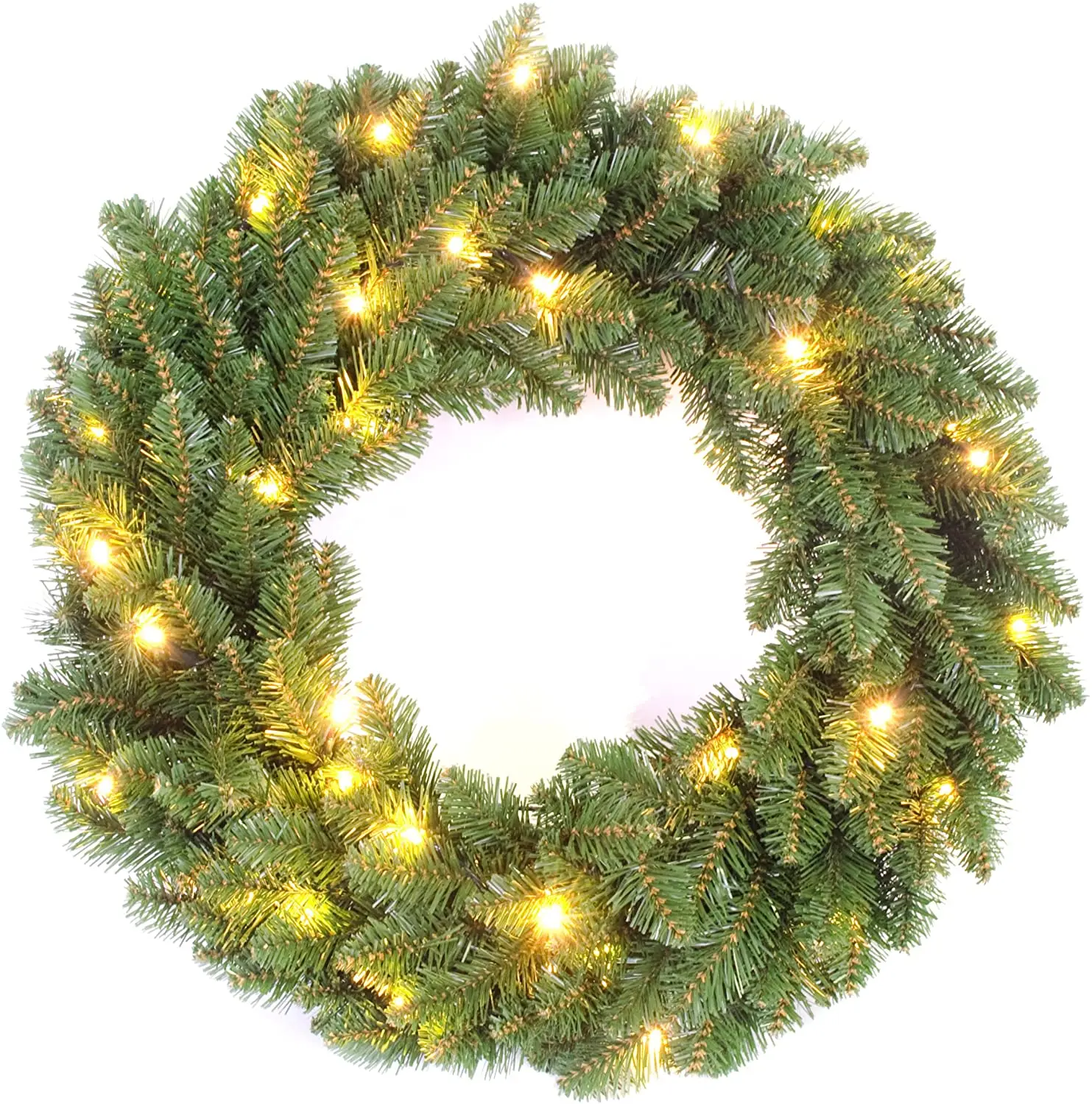 Christmas Decoration Pre-Lit Battery Operated Green Timberland Spruce Christmas Wreath