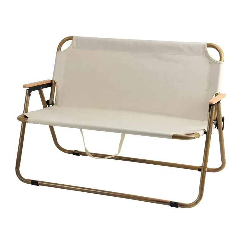 Factory sale portable outdoor chair double camping fishing picnic chair set folding double chair