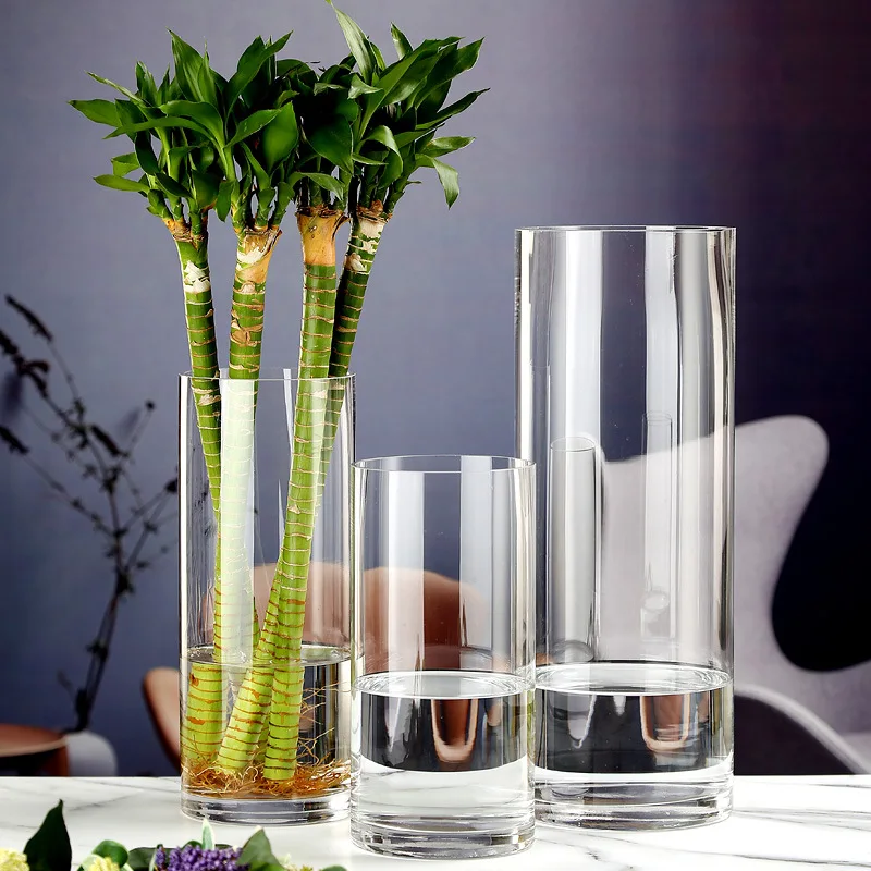 Nordic Wedding Table Decor Clear Tall Flower Bud Vase Cylinder Glass & Crystal Vases