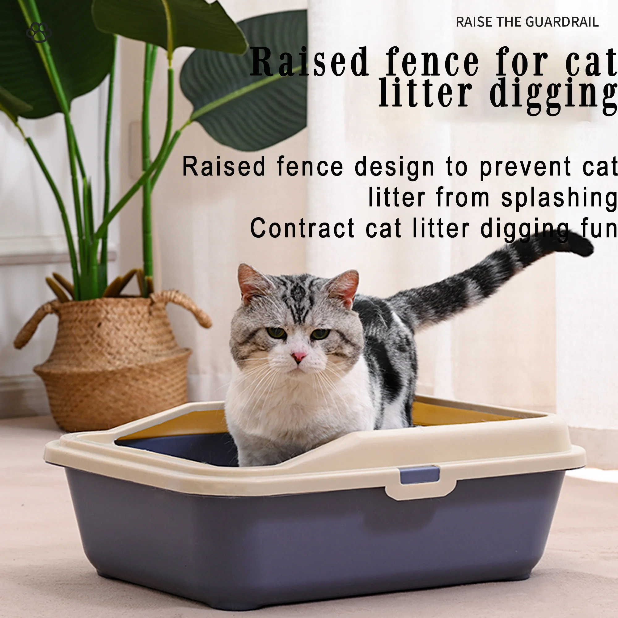 Open Design Cat Litter Box Colorful and Easy Cleaning for Small & Large Cats Pet Accessory