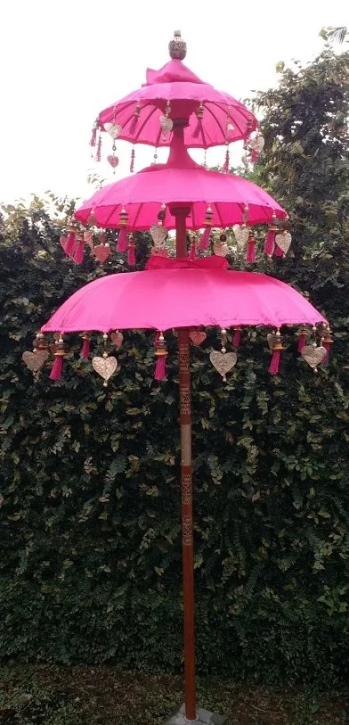 Bali Home Garden Umbrella Wood Material Painted Folk Art and Buddhism Decoration Handcrafted by Local Artists