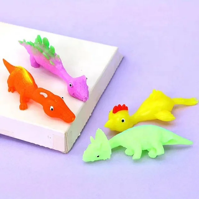 New Arrival Sensory Fidget Toys Stretchy Finger Flying TPR Colorful Toys Sticky Dinosaur Sling Shot Animal Slingshot Toy