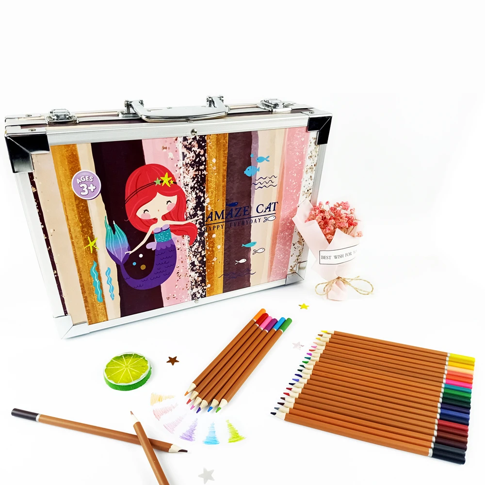 Best gift deluxe pen gel kids school supplies lunch packs 145pcs Stationery art Set Kids Gift Box