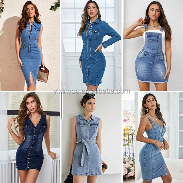 New Women Denim Shirt Dress Button up Pocketed Maxi Plus Size Female Casual Solid Long Dresses