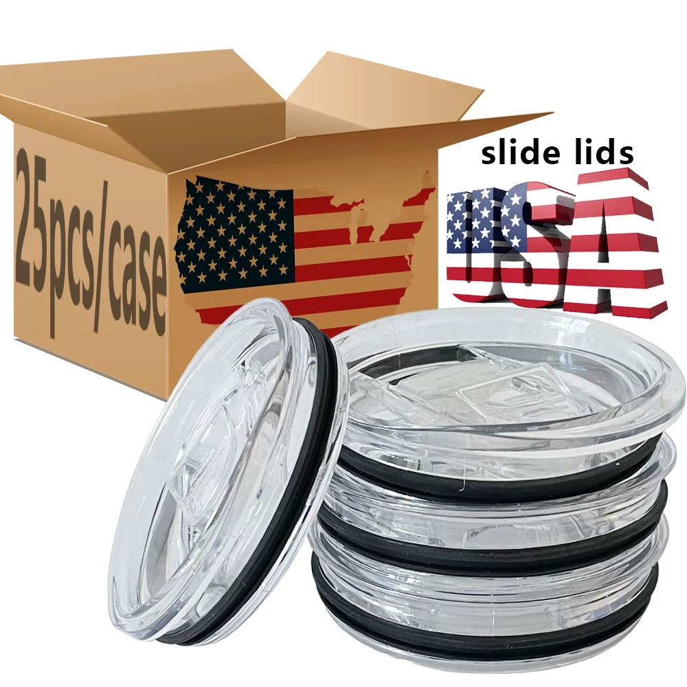 Replacement 20 oz skinny tumbler slider lid pack of 25 USA warehouse slide lid manufacturer 15oz 20oz straight tumbler lid