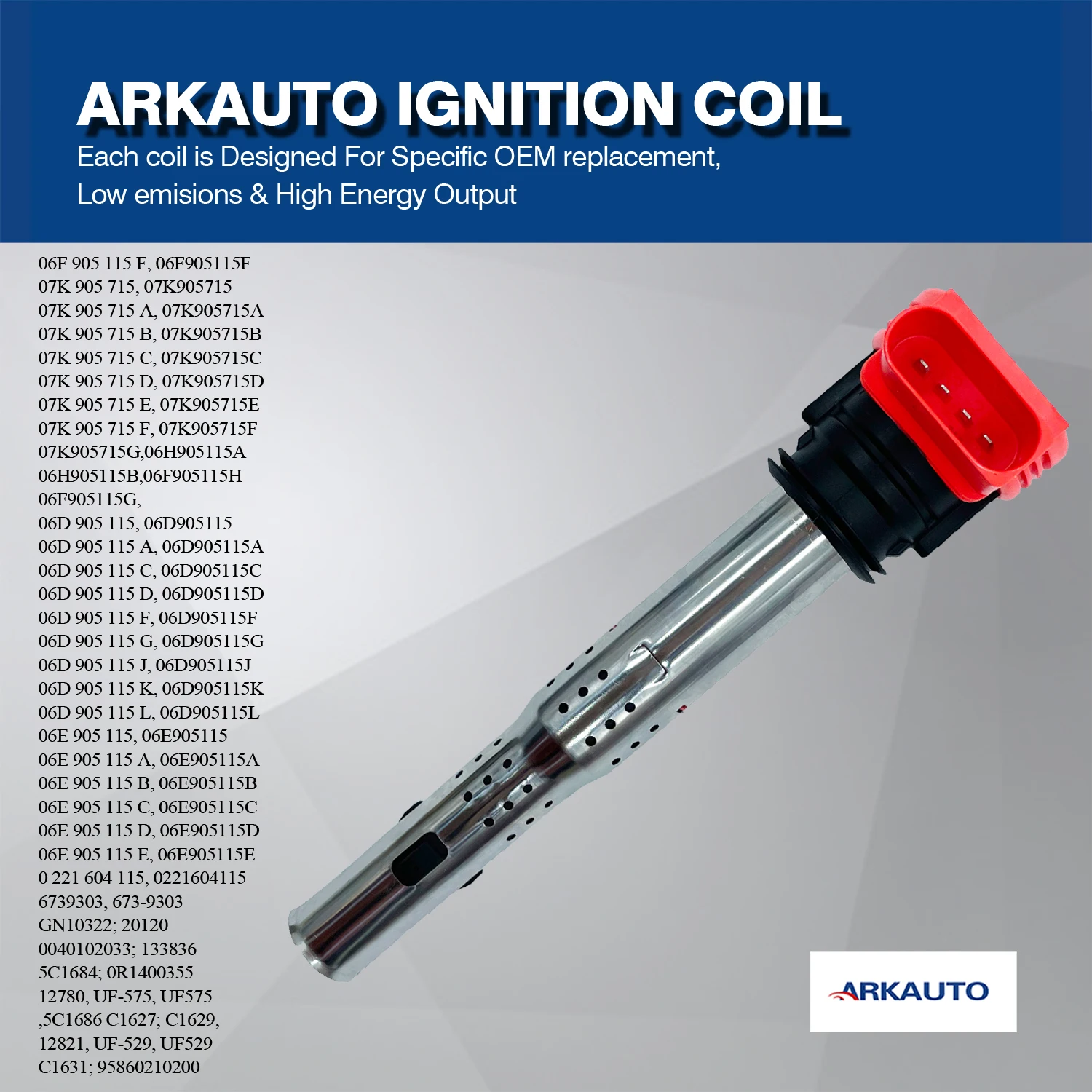 RED TOP  IGNITION COIL UF529 06E905115E FOR AUDI A6L A4L A5 A6 A7 A8L Q5 Q7 R8 S4 RS6 S6 S5 3.0T EA839 2.5 2.8 3.2 4.2 5.2