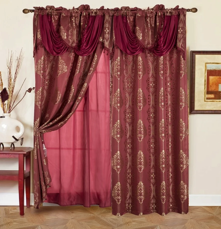 Классические геометрические двухслойные жаккардовые занавески в европейском и американском стиле для гостиной