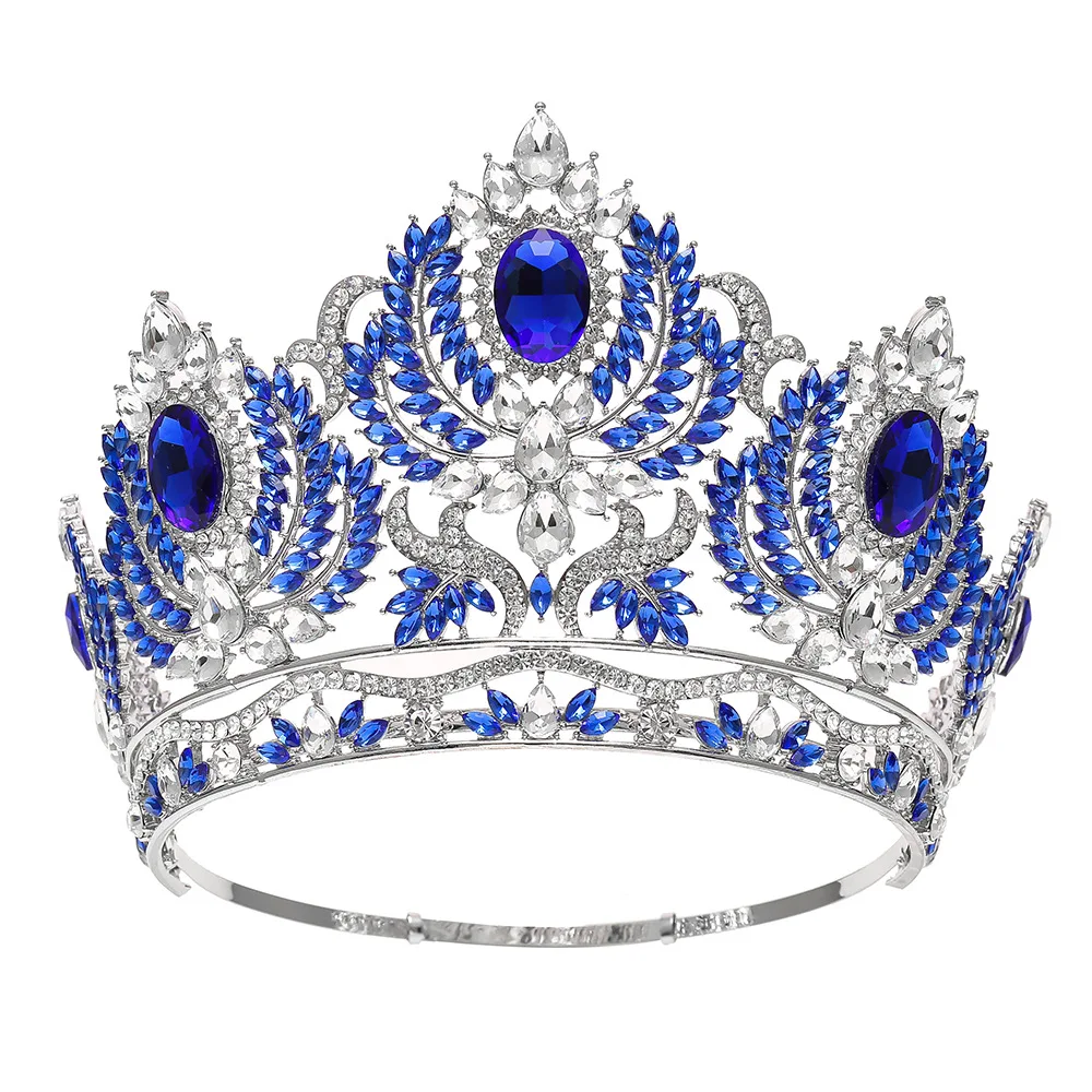 Europe And The United States Super-sized Bride Crown Beauty Pageant Crown For Queens Baroque  Yellow Crystal Full  Crown