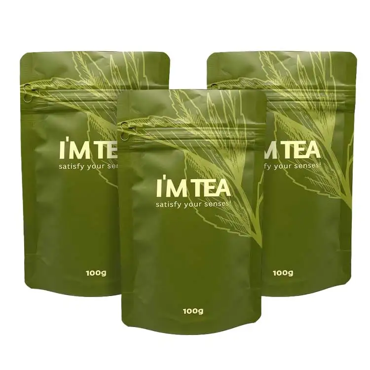 Biodegradable Stand Up aluminum foil Herbal Tea Health Green Tea Bags Leaf Tea Packaging Bag