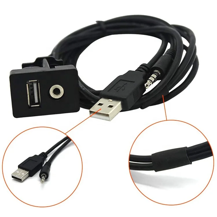 Car Dash Mount Installation USB/Aux Accessory Extension Cable for Toyota