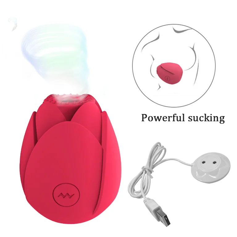 Portable Rose Sucking Vibrator Strong Shock Sucking Teasing Vibrator Rose Vibrator Sex Toy for Women