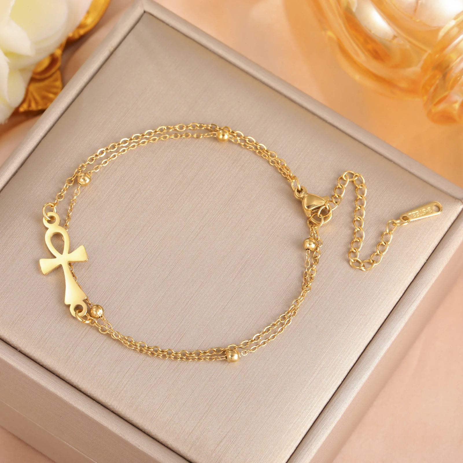 Egypt Ankh Cross Bracelets for Women Minimalism Cross Amulet Bracelet Vintage Egyptian Stainless Steel Jewelry Gift New