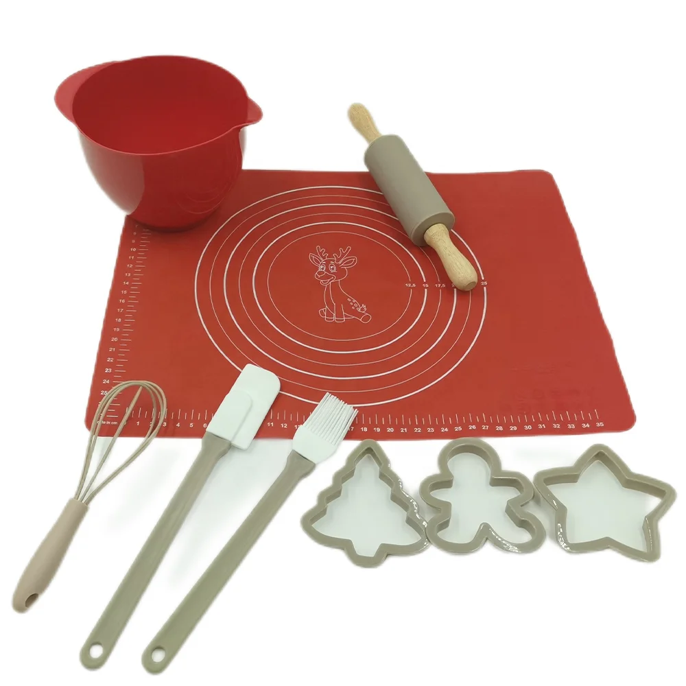 BPA Free Food Safe Silicone Children Kids baking set baking utensils Spatula Cookie Cutter