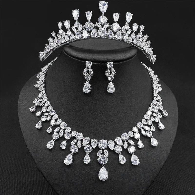 Роскошные ювелирные изделия для невесты с фианитами и бриллиантами из меди и латуни с серебряным покрытием Свадебная Корона Тиара женские аксессуары для волос
