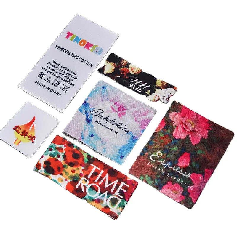 Изготовленные на заказ Персонализированные Цветные ярлыки для одежды, напечатанные наклейки для одежды, тканые этикетки