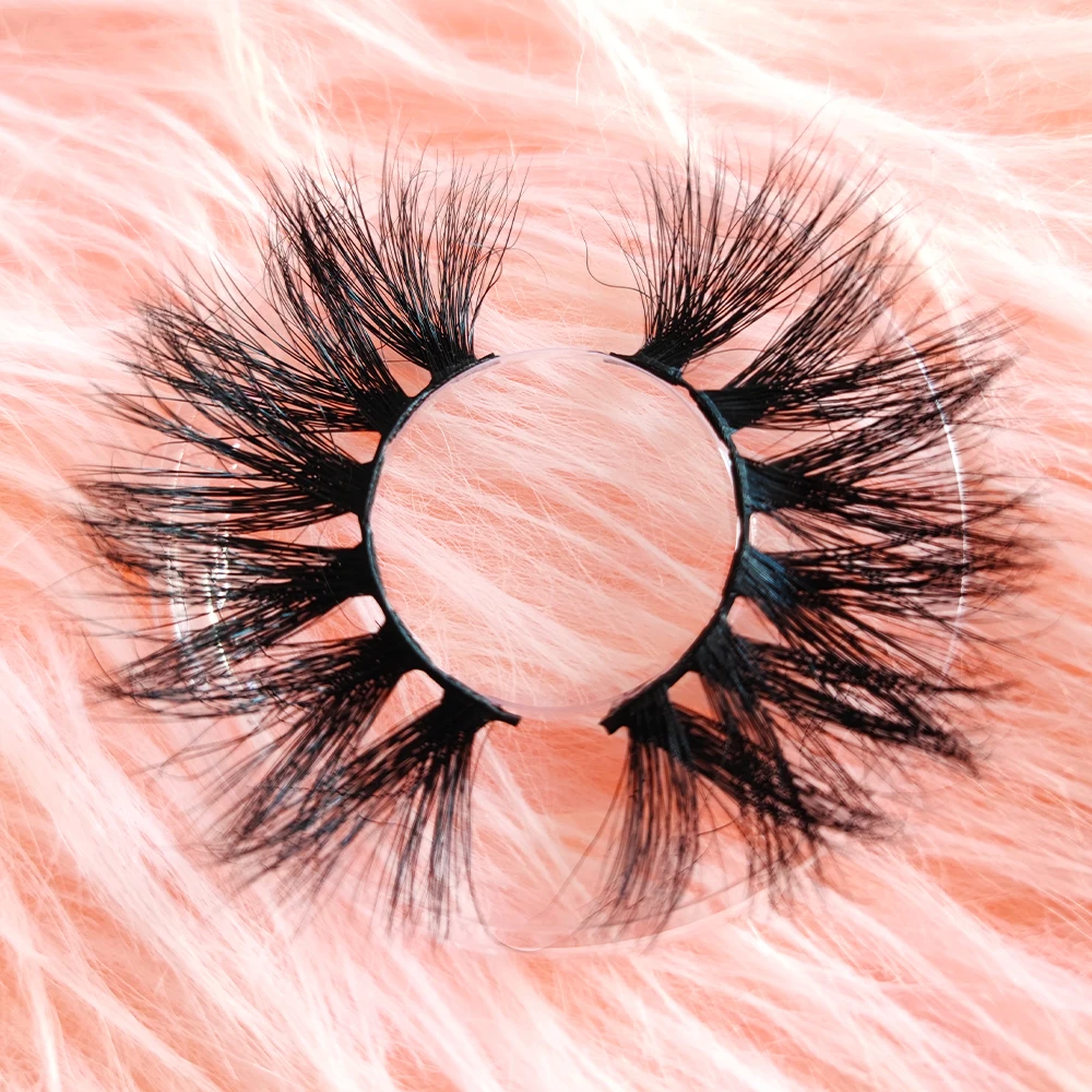 25mm Dramatic False Eyelashes Acrylic Lash Case Lashes Clear Eyelash Case Plastic Lashes Case with Customized Logo Hand Made Fur