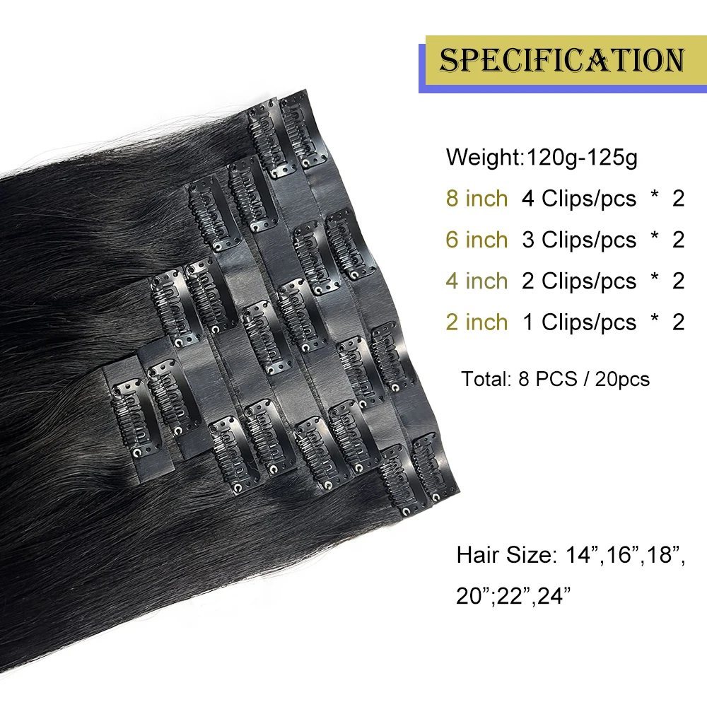 Showjarlly Factory Direct Price 100 Premium Hair Clip Ins Seamless Weft Clip in Real Human Hair Extension
