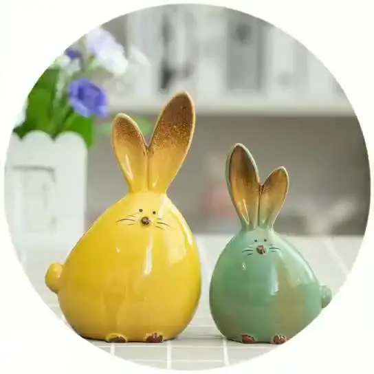 ceramic sublimation animal rabbit ornaments craft for display customized christmas ceramic ornament