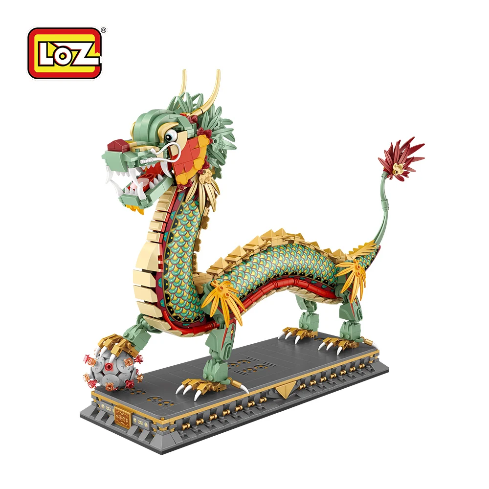 LOZ1928 Dragon Playing with Pearl China-Chic Building Blocks Adult Puzzle Small Granules Assembled Toys Chinese Style Model Gift