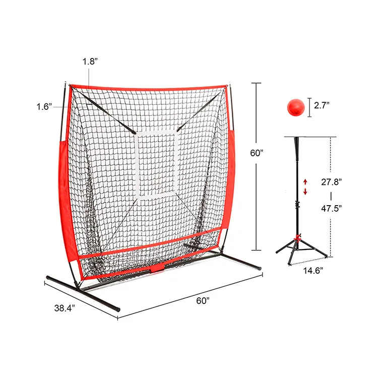 Baseball and Softball Practice Net 7*7ft Portable Hitting Batting Training Net with Carry Bag and Metal Frame