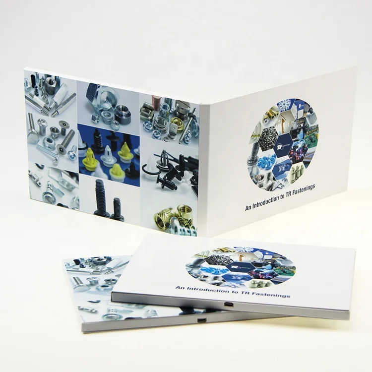 New hair products paper art craft price high quality lcd gift box advertising card music book video brochure mailer