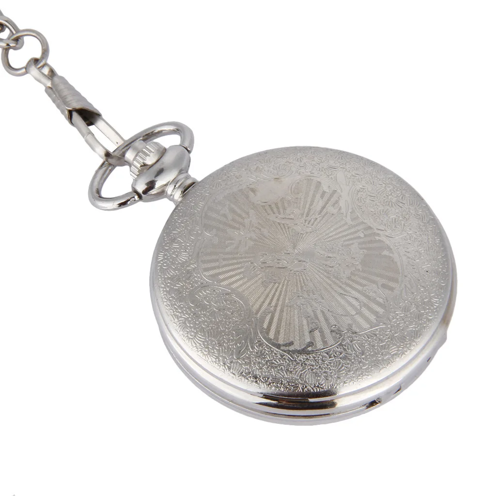 Retro Anime Hollow Pocket Watch Creative Wing Sliver Necklace Chain M,en Quartz Clock Attack On Titan Pocket Watch