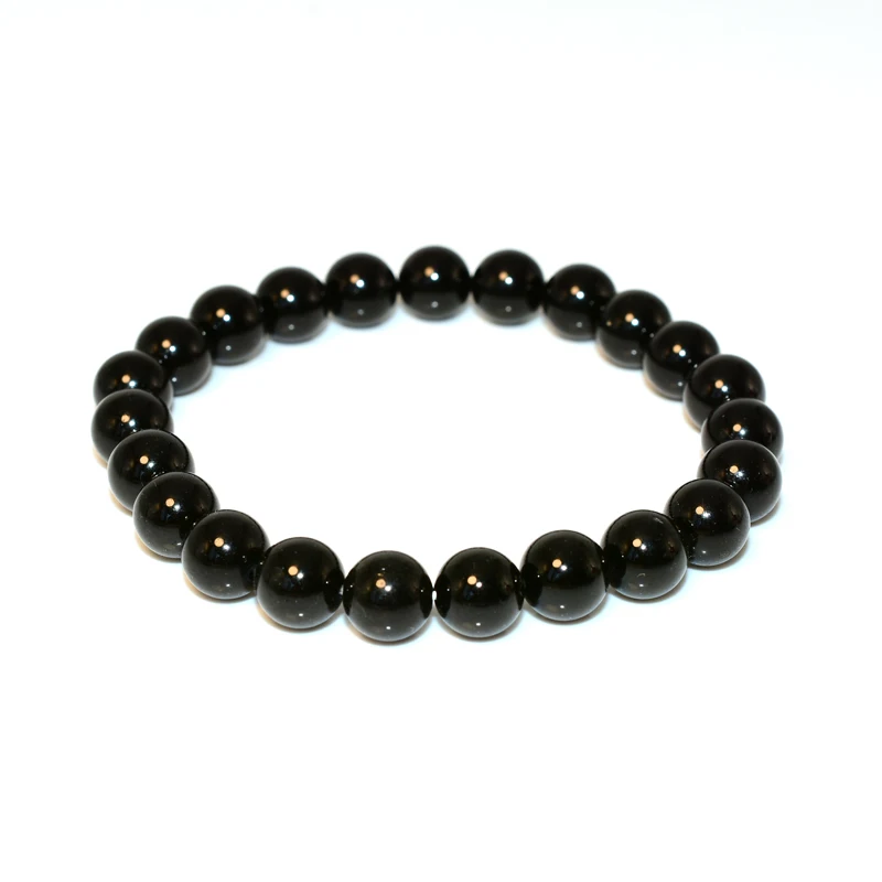 Factory Wholesale Natural Stone Beads 6/8/10mm Black Spinel round Shape Daily Use Bracelet with Diamond Main Stone