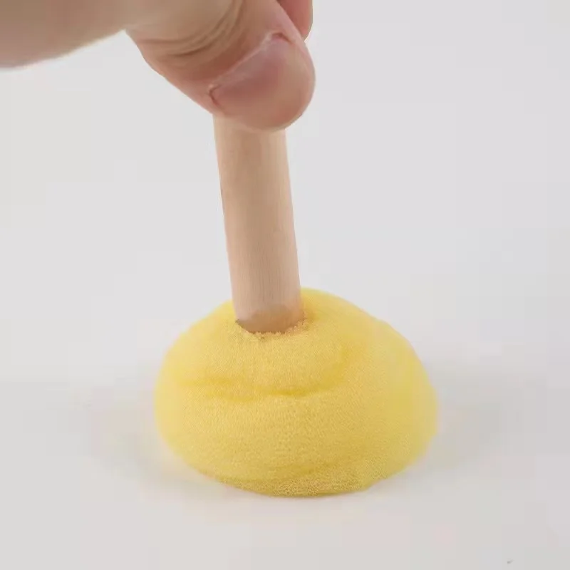 best  Sponge Paint Brushes Toys Wooden Handle Seal Sponge DIY Kids Children Drawing Painting Graffiti Brush School Supply