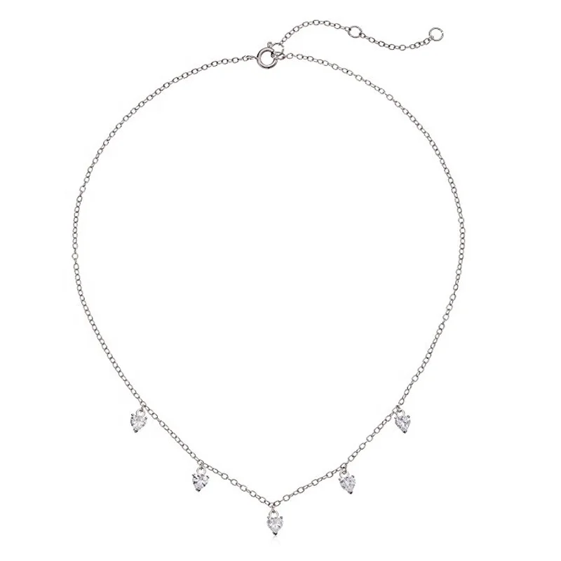 Fancy 925 silver cz drop choker