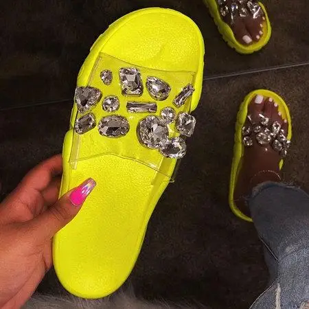 Summer hot style soft bottom slippers rhinocerose-transparent slippers female foreign trade large size woman sandals large stock