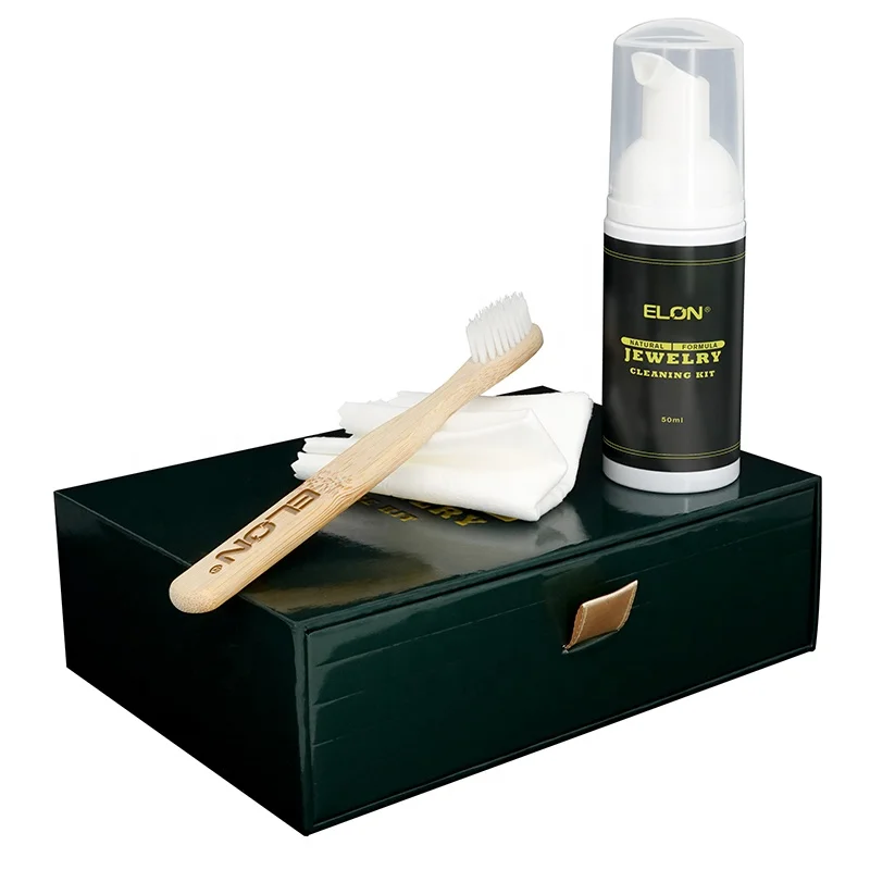 Customized 50ml Jewelry Foam Cleaner Gentle Jewelry Cleaner Solution Natural Cleaning Kit in premium gift box