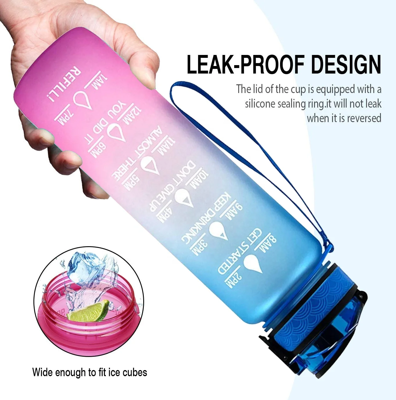 Wholesale For School Sports Gym Flip Lid Fruit Infuser Portable 1000ml 1000 ml Motivational BPA Free Tritan Plastic Water Bottle