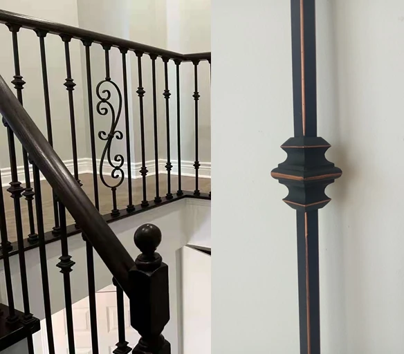 Ouya Hot Sale Powder Coated Oil Rubbed Copper Single and Double Knuckle Iron Balusters for Indoor Stairs