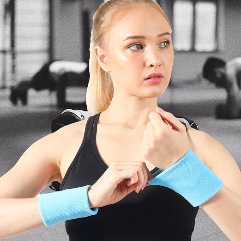 Factory wholesale custom embroidered Wrist Brace cotton football tennis baseball sports sweatband wristbands