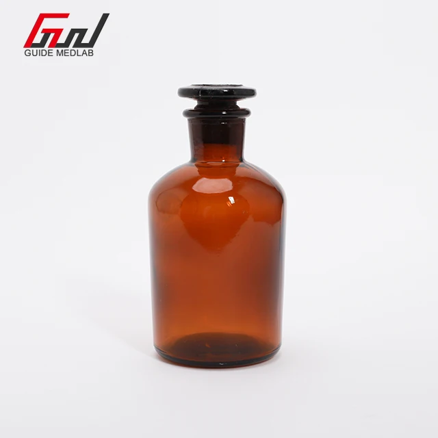Лабораторное использование химическая прозрачная янтарная бутылка 250 мл бутылка с реагентом с широким горлышком бутылки с реагентом с крышкой