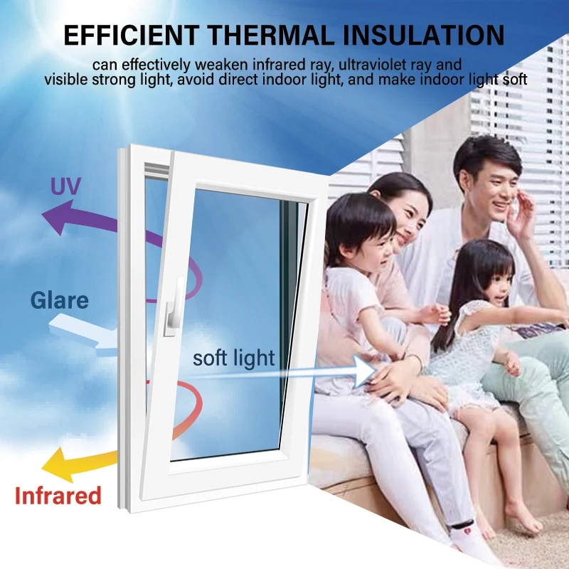 Green Silver Reflective One Way Vision Window Tint Building Film Heat Insulation And Privacy Protection Film