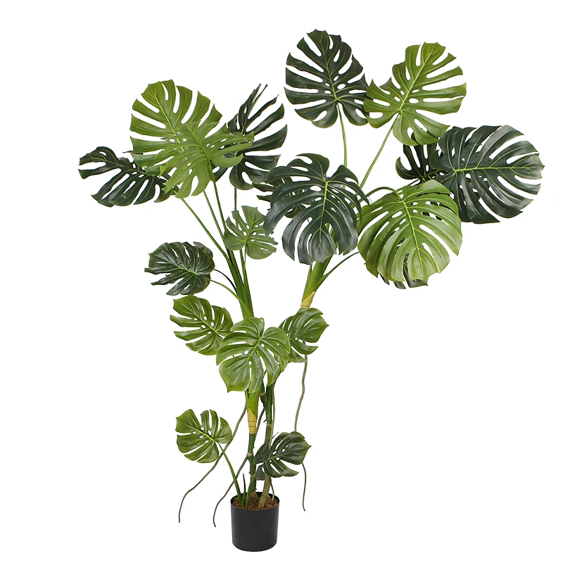Tall Artificial Monstera Deliciosa Bonsai Tree Green Indoor Home Decor Plastic Potted Plant for Easter Occasion