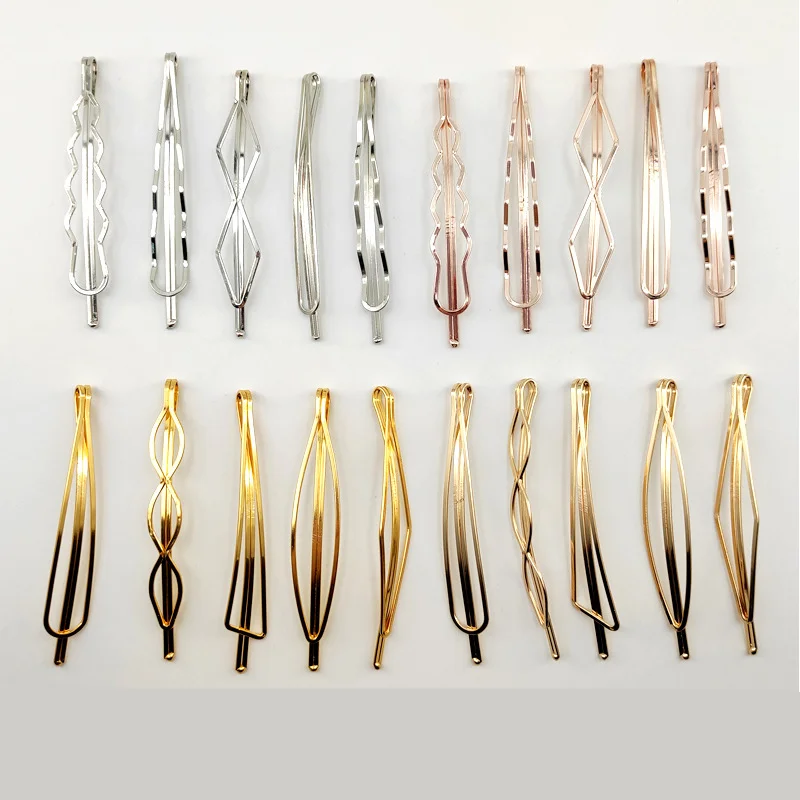 High Quality Fashion Accessories Golden Duckbill Clip Heart Hollow Hair Clip Metal Hair Pin
