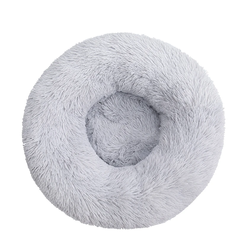 Dropshipping 40cm Calming Plush Donut Pet Dog Bed Washable Eco Friendly Luxury Cat Dog Bed