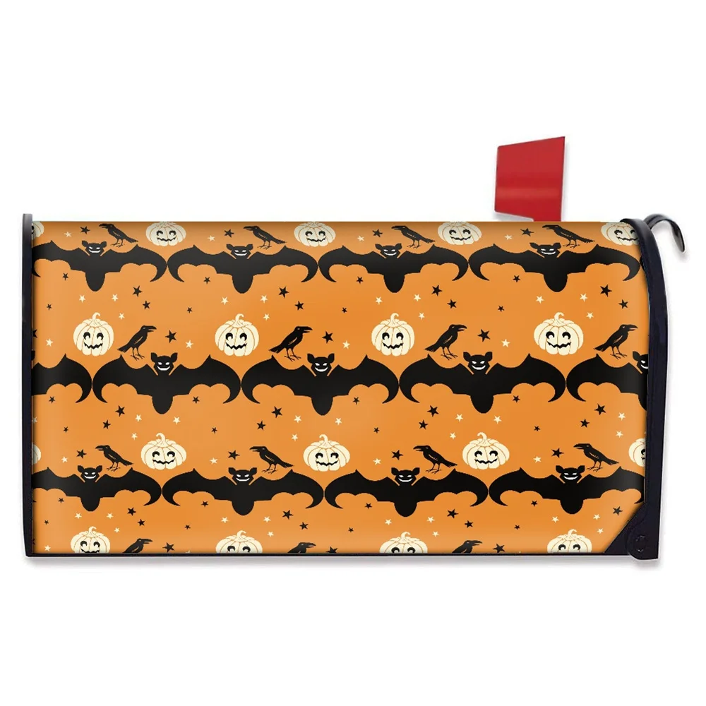 Mailbox Cover Happy Halloween Orange Bat and Pumpkin Print On Demand Custom Sublimation Mailbox Cover New Arrival Mailbox Cover