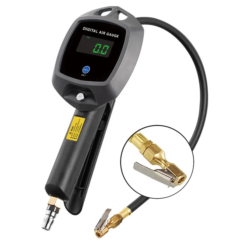 Digital Tire Inflator with Pressure Gauge, BW-E02 Air Chuck and Compressor Accessories Heavy Duty with Rubber Hose
