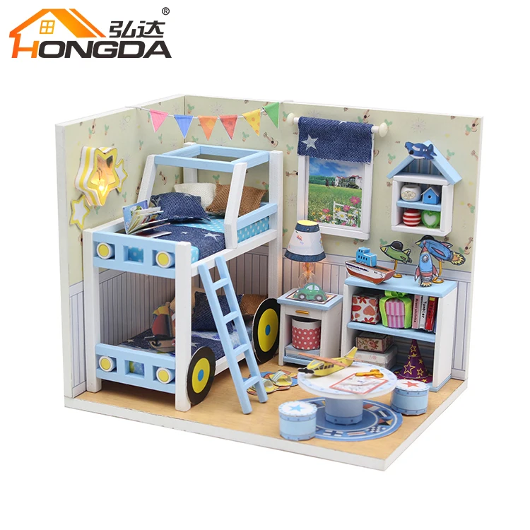 Профессиональное производство модель дома «сделай сам» строительные блоки Подарочные игрушки деревянный кукольный дом для мальчика спальни
