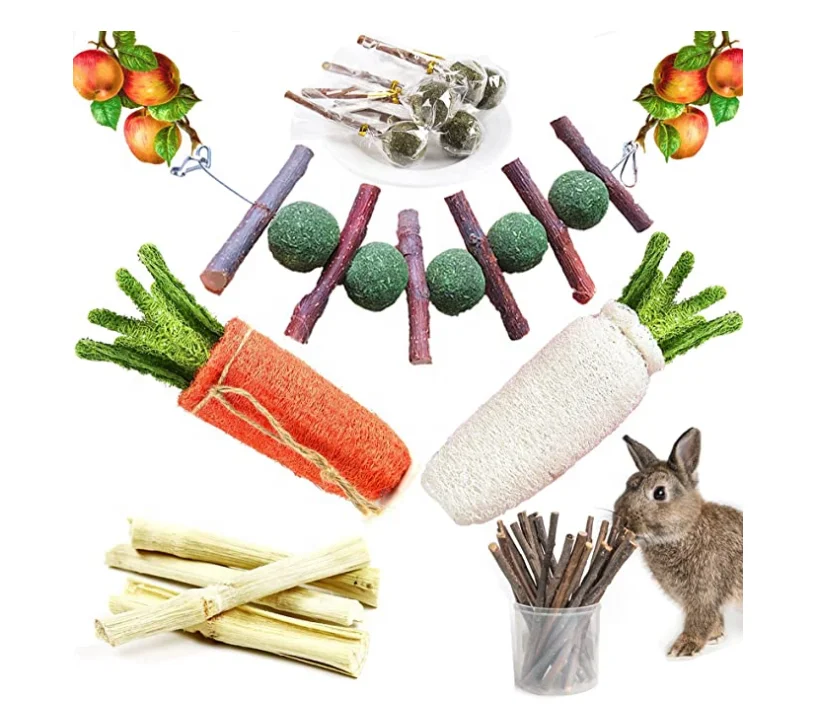 Rabbit Chew Toys Teeth Grinding Bunny Toys Improve Dental Health Hamsters Chinchillas Guinea Pig chew toys